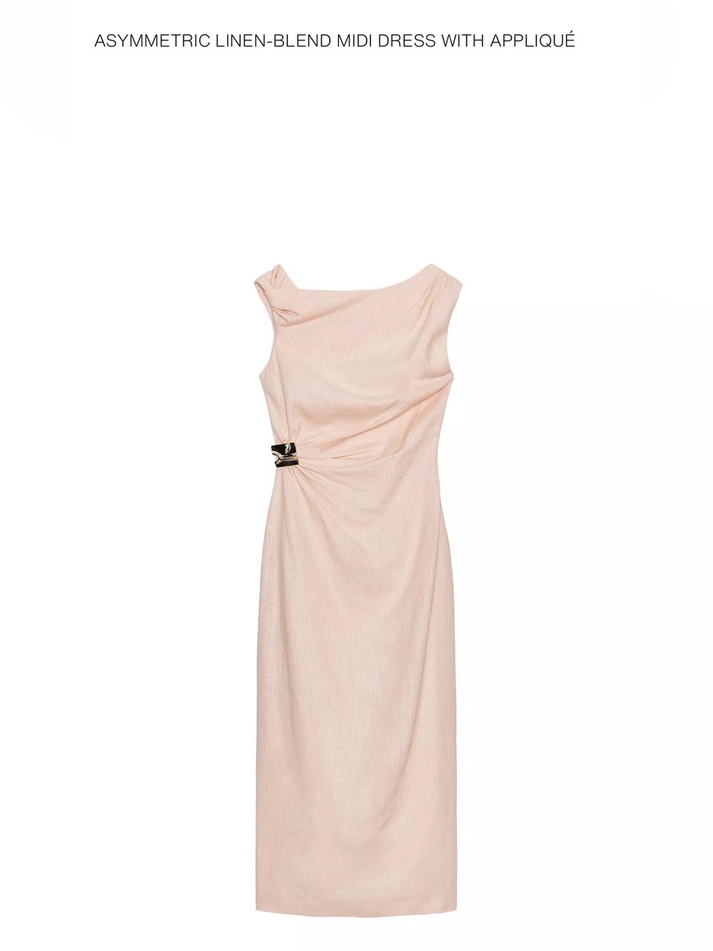 Zara Pale Pink One-Shoulder Maxi Dress with Side Buckle